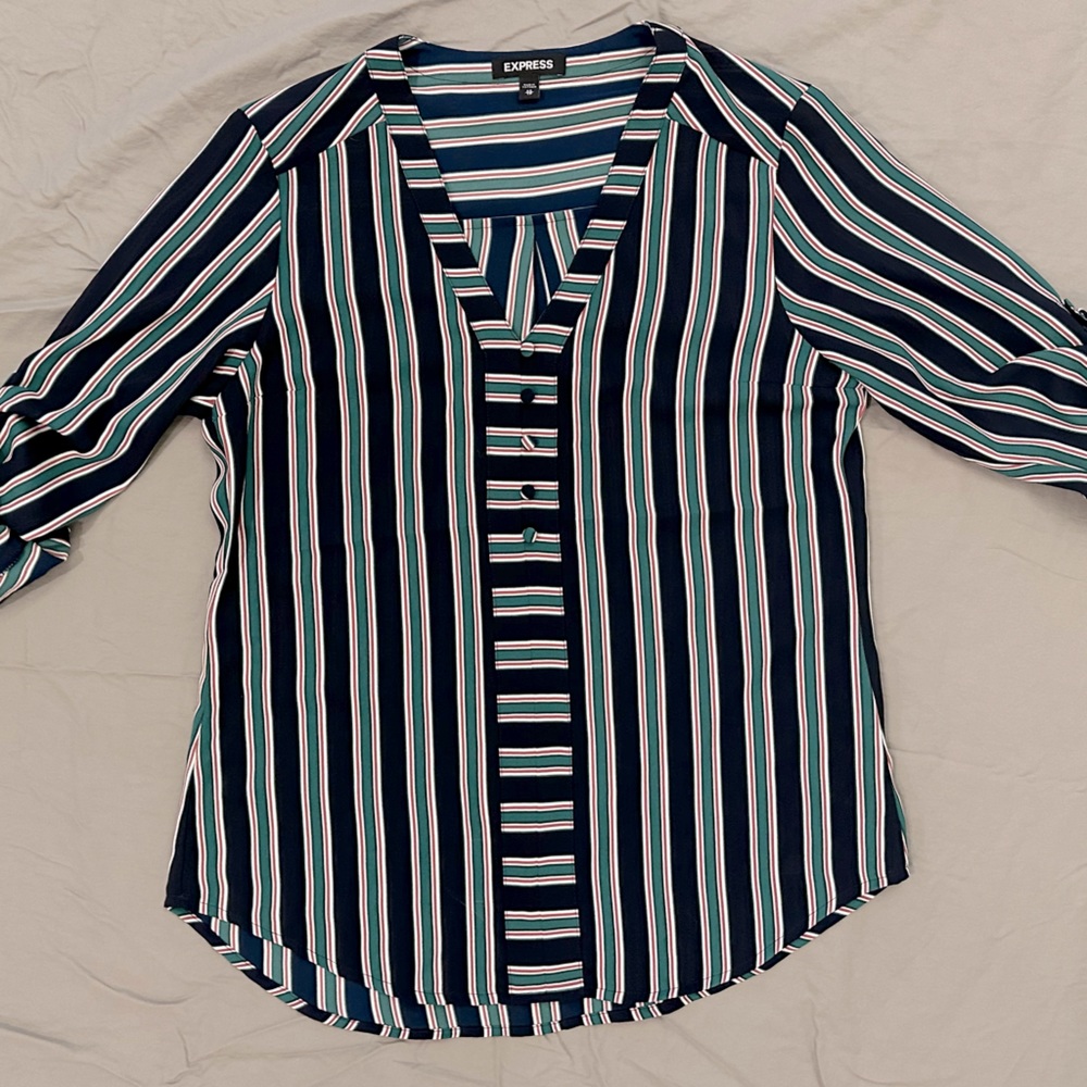 Striped blouse with button detail